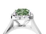 White gold Fancy Green Cushion  Cut Halo Solitaire Engagement Ring with Square Band and Four-Prong Setting_16