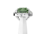 White gold Fancy Green Cushion  Cut Halo Solitaire Engagement Ring with Square Band and Four-Prong Setting_17