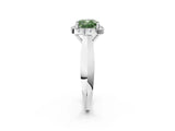 White gold Fancy Green Cushion  Cut Halo Solitaire Engagement Ring with Square Band and Four-Prong Setting_68