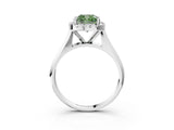 White gold Fancy Green Cushion  Cut Halo Solitaire Engagement Ring with Square Band and Four-Prong Setting_69