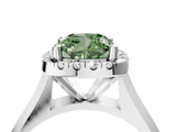 White gold Fancy Green Cushion  Cut Halo Solitaire Engagement Ring with Square Band and Four-Prong Setting_70