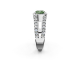 White gold Fancy Green Cushion  Cut Halo Split Shank Diamond Ring with Four-Prong Setting_47