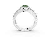 White gold Fancy Green Cushion  Cut Halo Split Shank Diamond Ring with Four-Prong Setting_47