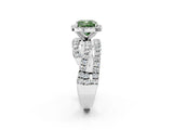 White gold Fancy Green Cushion  Cut Halo Split Shank Prong Setting Ring_14