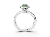 White gold Fancy Green Cushion  Cut Halo Split Shank Prong Setting Ring_15