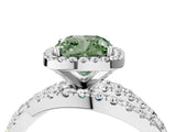 White gold Fancy Green Cushion  Cut Halo Split Shank Prong Setting Ring_16