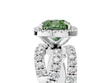White gold Fancy Green Cushion  Cut Halo Split Shank Prong Setting Ring_17