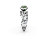 White gold Fancy Green Cushion  Cut Halo Split Shank Prong Setting Ring_63