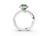 White gold Fancy Green Cushion  Cut Halo Split Shank Prong Setting Ring_64