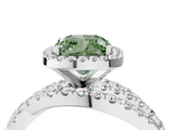 White gold Fancy Green Cushion  Cut Halo Split Shank Prong Setting Ring_65