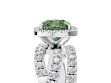 White gold Fancy Green Cushion  Cut Halo Split Shank Prong Setting Ring_66