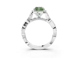 White gold Fancy Green Cushion Cut Halo Twist Band with Four-Prong Setting_3
