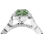 White gold Fancy Green Cushion Cut Halo Twist Band with Four-Prong Setting_4