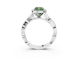 White gold Fancy Green Cushion  Cut Halo Twisted Band Four-Prong Ring_22