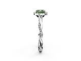 White gold Fancy Green Cushion  Cut Halo Twisted Band Four-Prong Ring_22