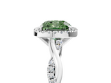 White gold Fancy Green Cushion  Cut Halo Twisted Band Four-Prong Ring_25