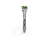 White gold Fancy Green Cushion  Cut Milgrain Channel Set Engagement Ring with Solitaire Prong Setting_66