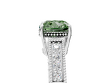 White gold Fancy Green Cushion  Cut Milgrain Channel Set Engagement Ring with Solitaire Prong Setting_69