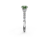 White gold Fancy Green Cushion  Cut Pavé Band Solitaire Ring with Four-Prong Setting_60