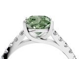 White gold Fancy Green Cushion  Cut Pavé Band Solitaire Ring with Four-Prong Setting_62