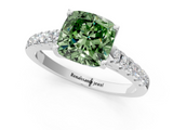 White gold Fancy Green Cushion  Cut Pavé Band Solitaire Ring with Four-Prong Setting_62