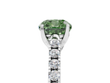 White gold Fancy Green Cushion  Cut Pavé Band Solitaire Ring with Four-Prong Setting_63