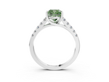 White gold Fancy Green Cushion  Cut Pavé Band Solitaire Ring with Four-Prong Setting_64