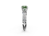 White gold Fancy Green Cushion  Cut Pave Diamond Engagement Ring with Channel Set Band and Four-Prong Setting_22