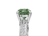 White gold Fancy Green Cushion  Cut Pave Diamond Engagement Ring with Channel Set Band and Four-Prong Setting_25