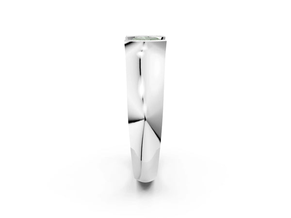 White Gold Cushion Cut Half Bezel Engagement Ring Setting for Fancy Green Center - Design RJ-777