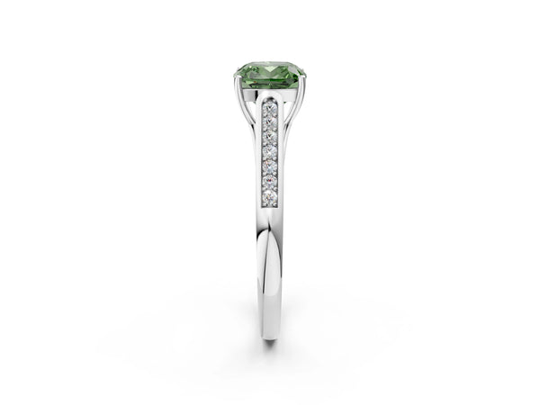 Platinum Cushion Cut Cathedral Solitaire Engagement Ring Setting for Fancy Green Center