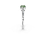 White gold Fancy Green Cushion Cut Solitaire Cathedral Diamond Engagement Ring with Channel-Set Band and Four-Prong Setting_17