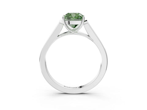 White gold Fancy Green Cushion Cut Solitaire Cathedral Diamond Engagement Ring with Channel-Set Band and Four-Prong Setting_18
