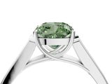 White gold Fancy Green Cushion Cut Solitaire Cathedral Diamond Engagement Ring with Channel-Set Band and Four-Prong Setting_19