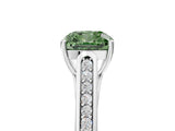 White gold Fancy Green Cushion Cut Solitaire Cathedral Diamond Engagement Ring with Channel-Set Band and Four-Prong Setting_20