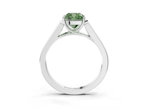 White gold Fancy Green Cushion Cut Solitaire Cathedral Diamond Engagement Ring with Channel-Set Band and Four-Prong Setting_6
