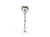 White gold Fancy Green Cushion Cut Solitaire Diamond Engagement Ring with Pavé Band and Six-Prong Setting_14