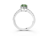 White gold Fancy Green Cushion Cut Solitaire Diamond Engagement Ring with Pavé Band and Six-Prong Setting_15
