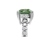White gold Fancy Green Cushion Cut Solitaire Diamond Engagement Ring with Pavé Band and Six-Prong Setting_17