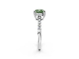 White gold Fancy Green Cushion Cut Solitaire Diamond Engagement Ring with Pavé Band and Six-Prong Setting_26