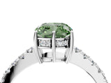 White gold Fancy Green Cushion Cut Solitaire Diamond Engagement Ring with Pavé Band and Six-Prong Setting_28
