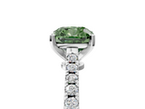 White gold Fancy Green Cushion  Cut Solitaire Diamond Engagement Ring with Pave Band and Four-Prong Setting_146