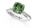 White gold Fancy Green Cushion Cut Solitaire Diamond Engagement Ring with Twisted Pave Band and Four-Prong Setting_20