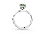 White gold Fancy Green Cushion Cut Solitaire Diamond Engagement Ring with Twisted Pave Band and Four-Prong Setting_22