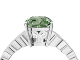 White gold Fancy Green Cushion Cut Solitaire Diamond Ring with Infinity Twist Band and Four-Prong Setting_40