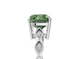 White gold Fancy Green Cushion Cut Solitaire Diamond Ring with Infinity Twist Band and Four-Prong Setting_41