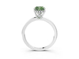 White gold Fancy Green Cushion Cut Solitaire Diamond Ring with Prong Setting and Plain Band_15