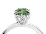 White gold Fancy Green Cushion Cut Solitaire Diamond Ring with Prong Setting and Plain Band_16
