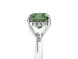 White gold Fancy Green Cushion Cut Solitaire Diamond Ring with Prong Setting and Plain Band_17
