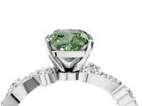 White gold Fancy Green Cushion  Cut Solitaire Diamond Twisted Band with Pave Setting_77